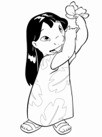 A coloring page of lilo and stitch